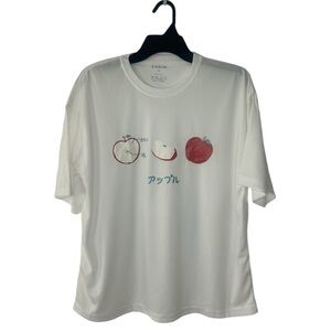 SHEIN White Tee with Red Apple Design